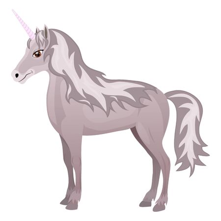 Cute cartoon unicorn Isolated on the white background. Vector illustration.のイラスト素材