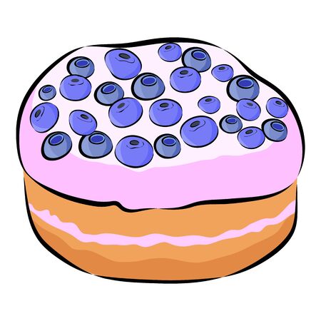 Cake with blueberry and cream isolated on the white background. Menu or Web sites with Desserts.のイラスト素材