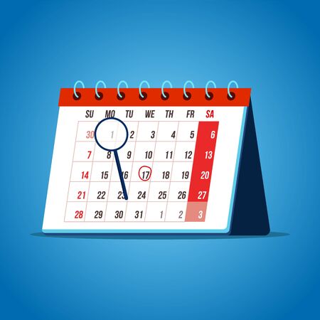 Time management and planning events design. Business concept for date planning, organizing events and events management. Icon design for web banners and apps. Flat style. Vector illustration.のイラスト素材