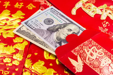 Red envelope and USDの写真素材