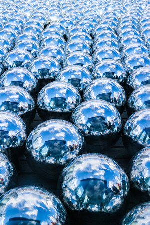 Aligned metal spheresの写真素材