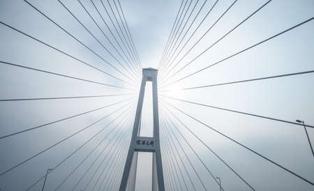 View at the Minpu Bridge in Shanghai, Chinaの写真素材