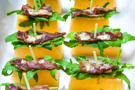 Snack food in a buffetの写真素材