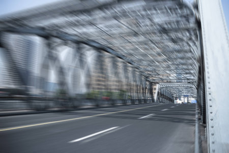 Outer white bridge in Shanghaiの写真素材