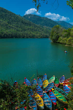 Colorful boats on the lakeのeditorial素材