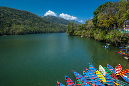 Colorful boats on the lakeのeditorial素材