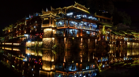 The night in Fenghuang city, China.のeditorial素材