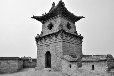 The watch tower on the city wall in the metropolis Xi'an in Shaanxi province in China.