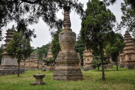 The Pagoda Forest at Shaolin Monastery in Henan Province in China.の写真素材