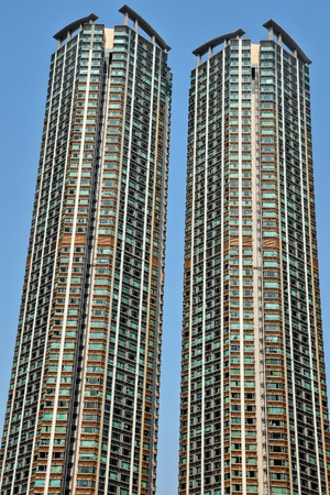 The detail of high density residential buildings in Hong Kong.のeditorial素材