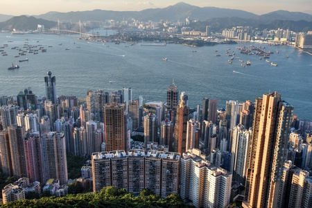 Hong Kong cityscape from the bird's eye view.