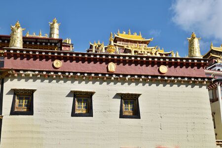 Guishan Temple in Shangri La town in Yunnan Province in China.の写真素材