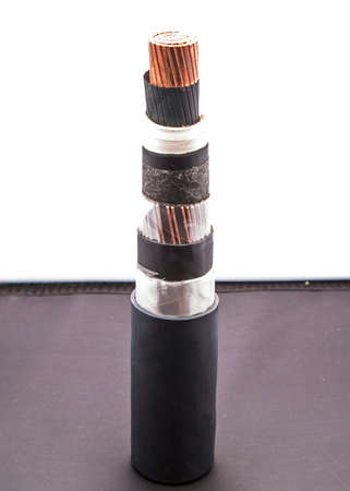 Cross section of high-voltage cable, polymer insulation