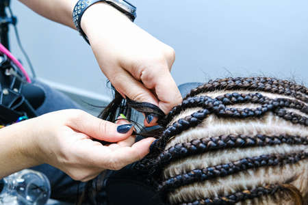 hair extension in a hairdressers. High qualityの写真素材