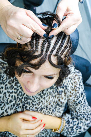 hair extension in a hairdressers. High qualityの写真素材