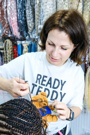 hair extension in a hairdressers. High quality