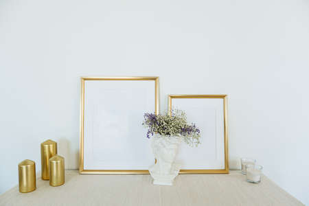 flowers in a vase, vertical frame for mocap photosの写真素材