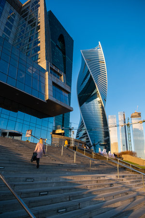 Moscow-city, Russia. Moscow International Business Center. at sunsetのeditorial素材