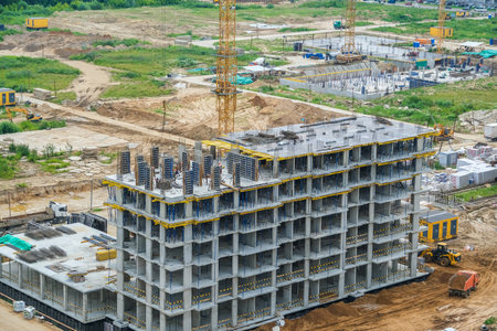 Construction of modern high-rise residential buildings