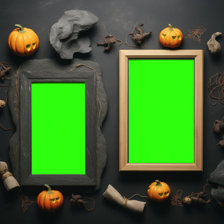 Halloween background with phone with copy spaceの素材