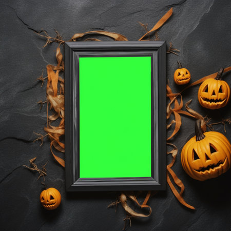 Halloween background with phone with copy spaceの素材