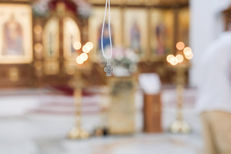 The details christening ceremony in the churchの写真素材