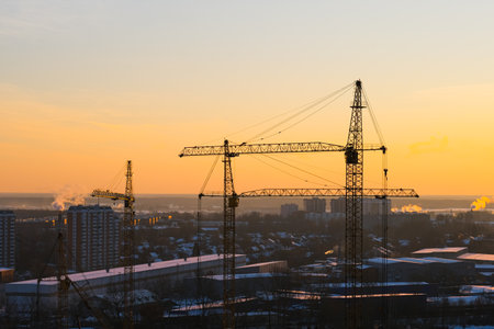 Construction of modern high-rise residential buildings. Timelapseの写真素材