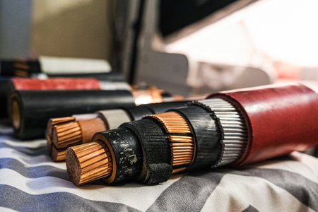 Cross section of high-voltage cable. High quality photoの写真素材