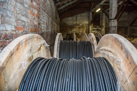 Cross section of high-voltage cable. High quality photoの写真素材