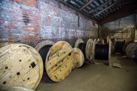 Cross section of high-voltage cable. High quality photoの写真素材