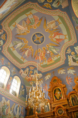 The details christening ceremony in the church. High quality photo