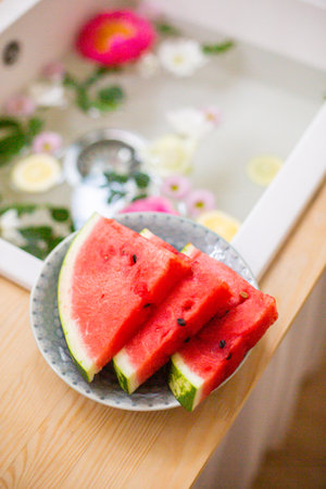 Elegant bathroom with stylish interior design, modern bath. High quality photoの写真素材