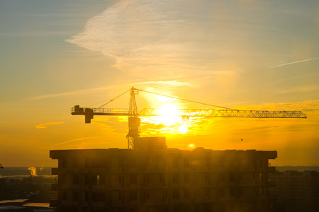 Construction of modern high-rise buildings. Timelapse. High quality HD footageの写真素材