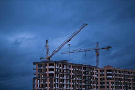 Construction of modern high-rise residential buildings. High quality photoの写真素材