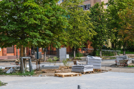 Construction of modern high-rise residential buildings. High quality photoの写真素材