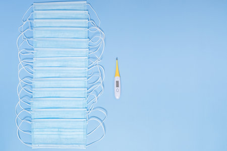 Test samples for coronavirus testing or analyzing, sterile medical mask on white background. High...