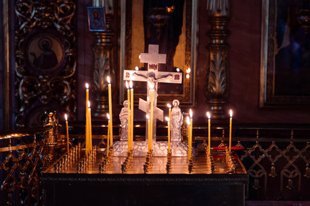 The details chriistening ceremony in the church. High quality photoの写真素材