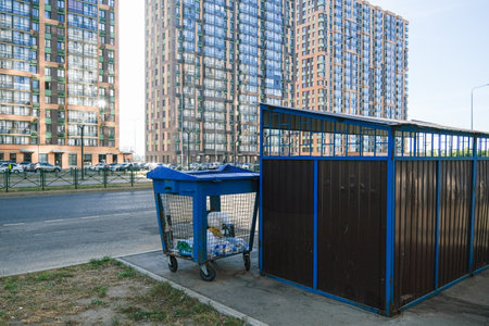 garbage bin and plastic collection bin. High quality photoの写真素材