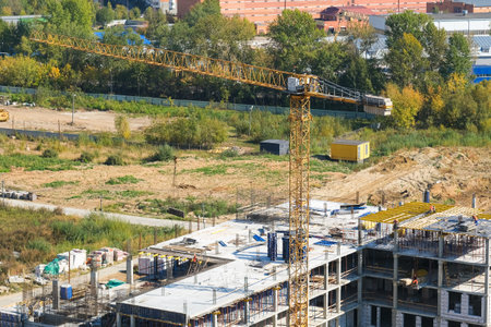 Construction of modern high-rise buildings. High quality HD footage