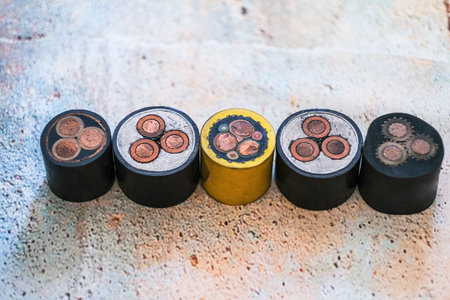 Cross section of high-voltage cable. High quality photo