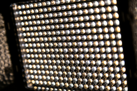Led lighting device for the shooting with variable color temperature 3200-5500K, consisting of 300 white and yellow diodes. The movable shutter. Powered by the battery.の写真素材