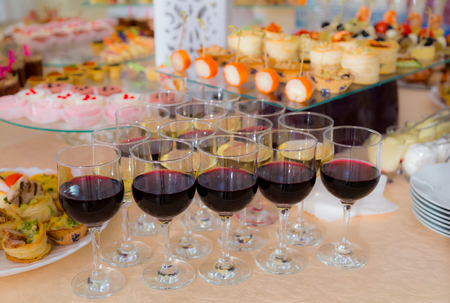 Delicacies and snacks in the buffet. Seafood. A gala reception. Banquet. Catering.の写真素材