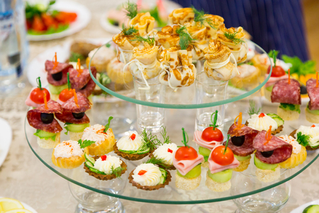 Snacks and delicacies at the Banquet or the reception. A gala reception. Catering.の写真素材