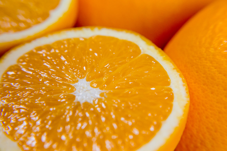 Halves of the orange. Health food. The juice from the fruit.の写真素材