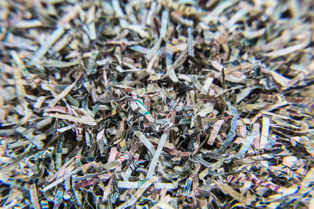 Shredded banknotes. Recycling paper money Bank Russia. Paper texture.の写真素材
