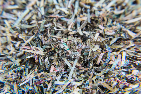 Shredded banknotes. Recycling paper money Bank Russia. Paper texture.の写真素材