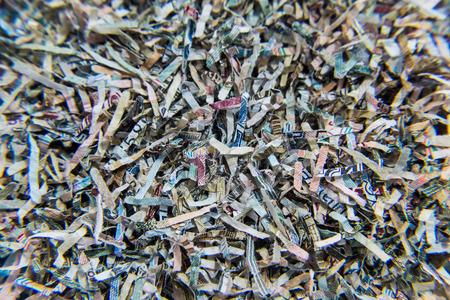 Shredded banknotes. Recycling paper money Bank Russia. Paper texture.の写真素材
