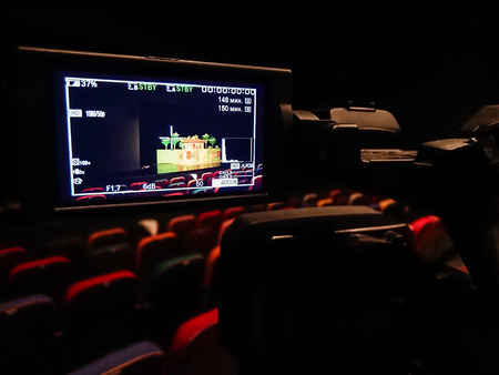 The LCD display on the camcorder. Shooting theatrical performances. The TV camera.の写真素材