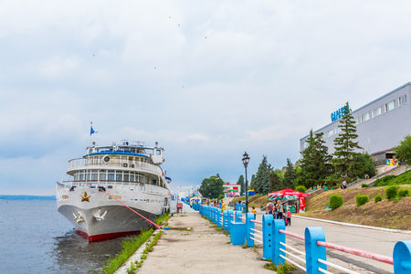 Saratov / Russia - July 18, 2018: Three-deck passenger shipのeditorial素材