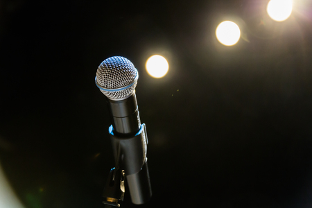 Wireless microphone on the stage.